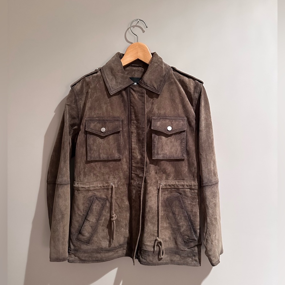 7 For All Mankind suede leather aviator utility coat
